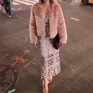 Carolina Belle blush faux fur jacket